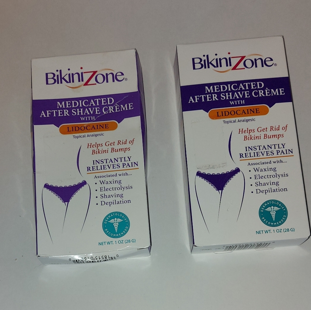 2 BIKINI ZONE Medicated After Shave Creme Bikini Bump & Pain Cream 1oz ea